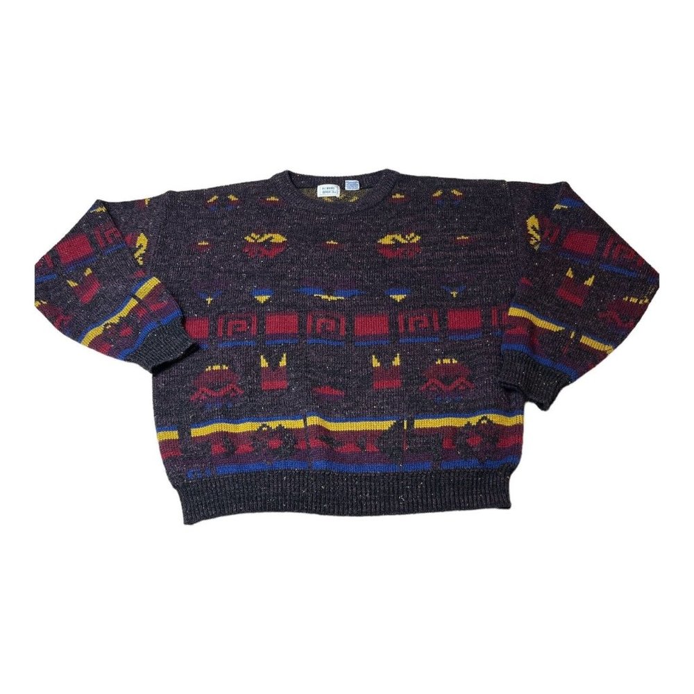 Vintage‎ Robert Bruce Sweater Men Size XL Multicolor Abstract Geometric Acrylic